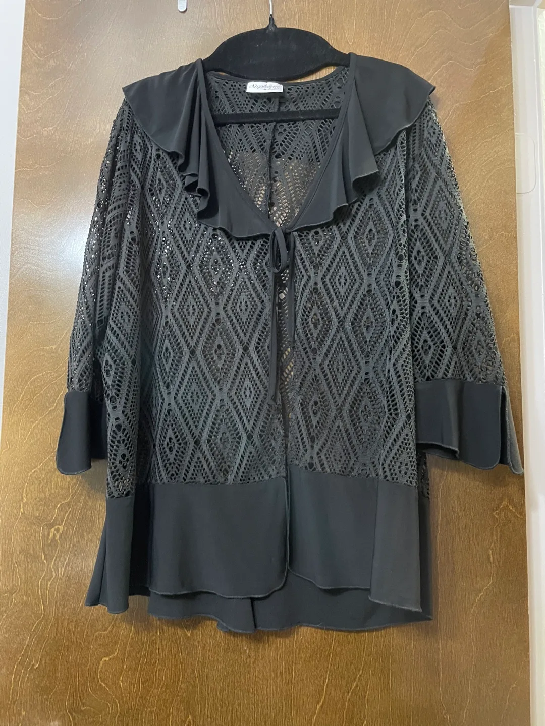 Elegance Lavello  Black Crochet Style Cover Up thumbnail