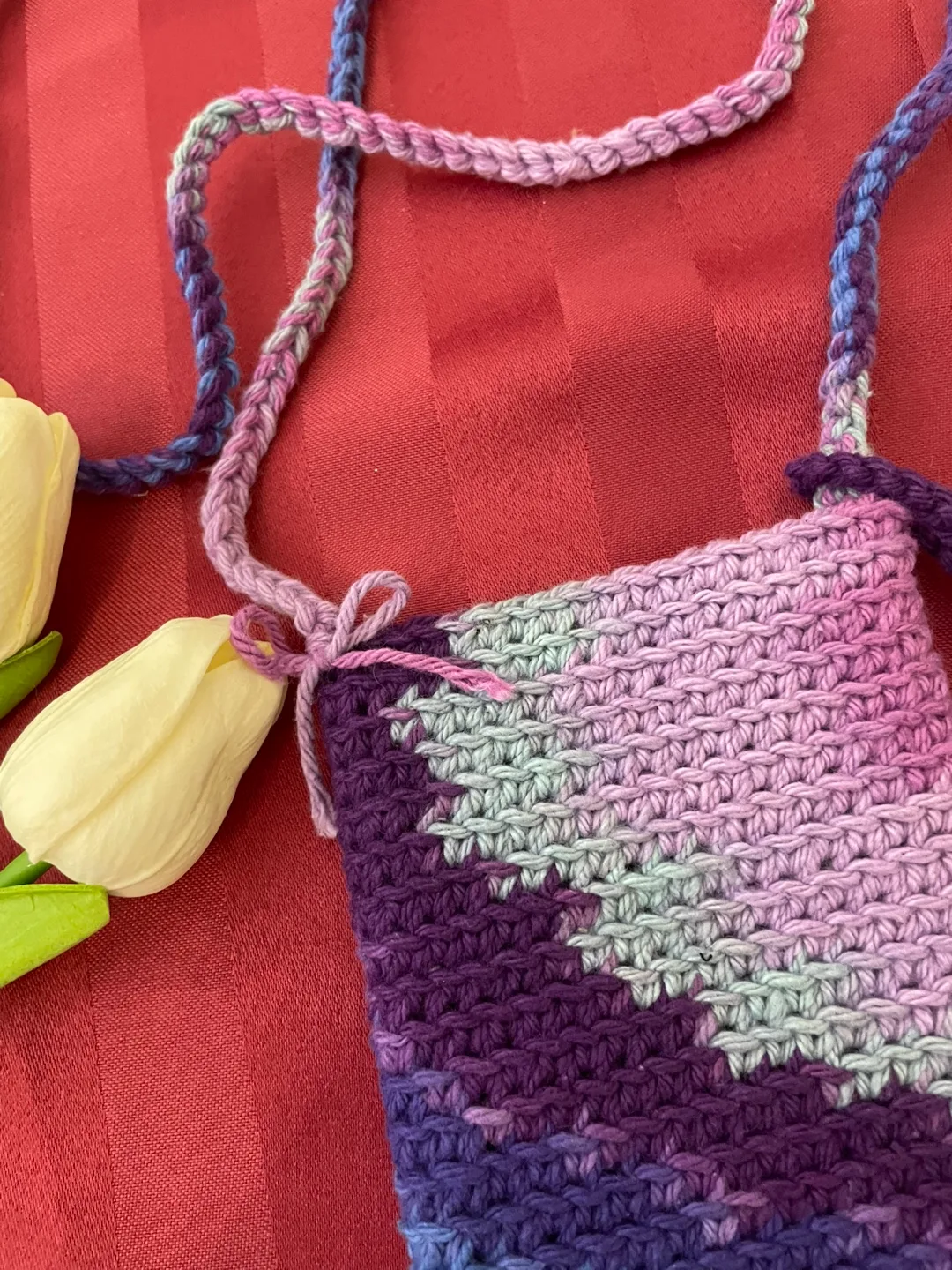 Handmade Crocheted Phone Bag with Charger Pouch image indicator(4)