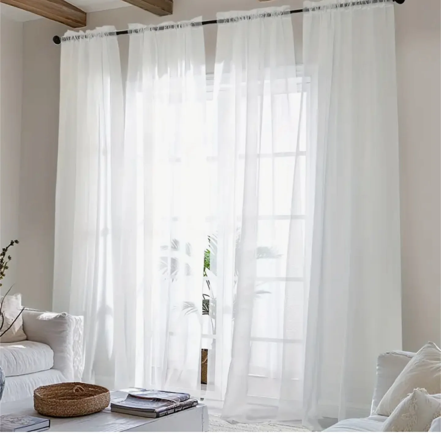 4 Mainstays White Sheer Curtain Panel 59x84 thumbnail