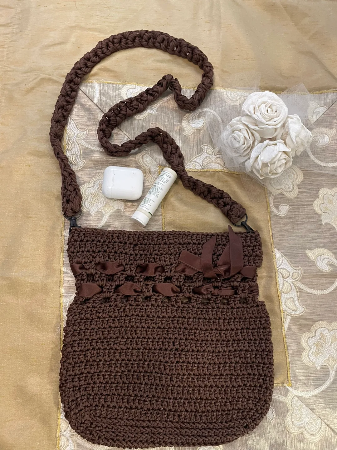 Crochet Brown Shoulder Bag thumbnail