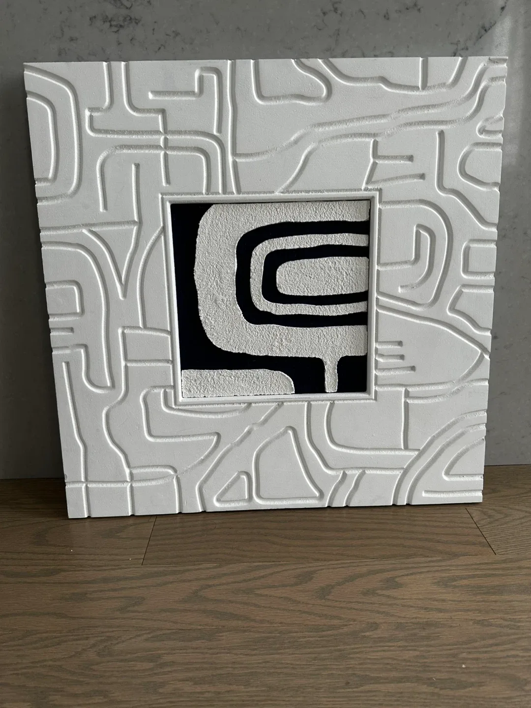 Abstract White & Navy blue Wall Art thumbnail