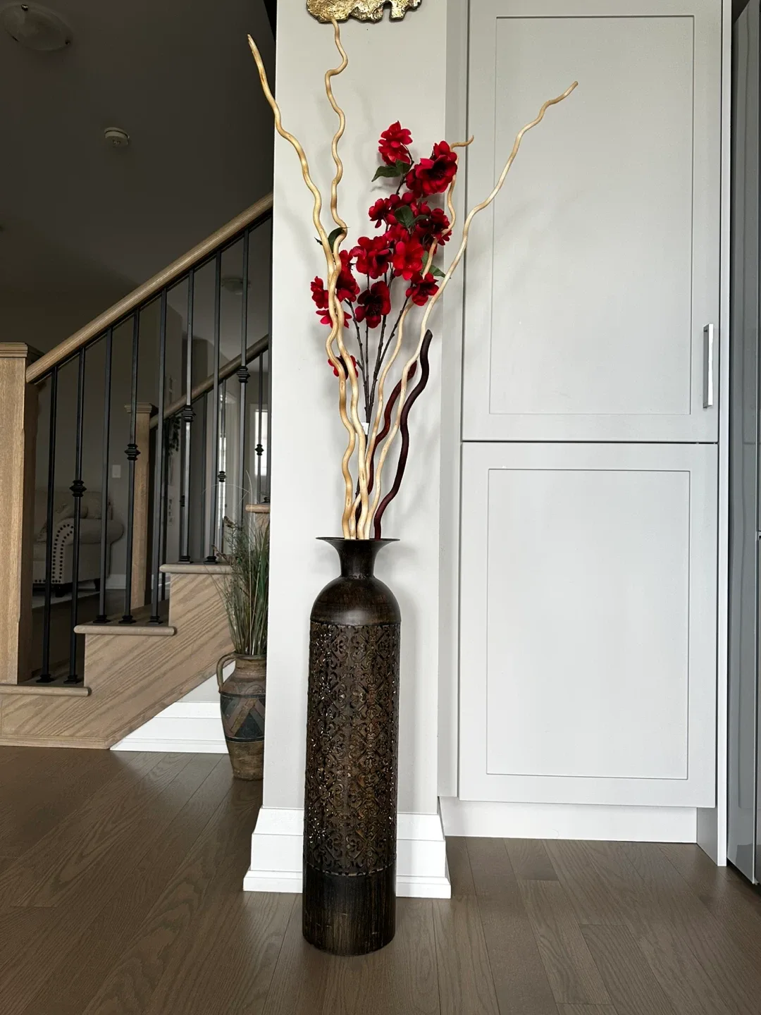 Tall Decorative Metal Vase - Brown thumbnail