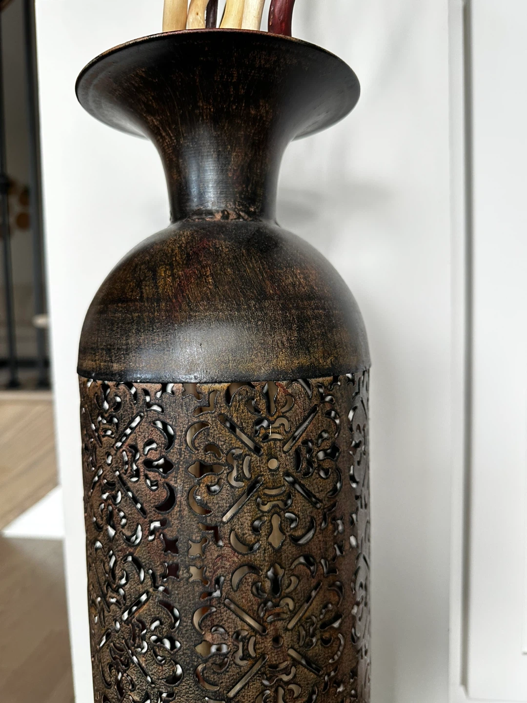 Tall Decorative Metal Vase - Brown - photo 3