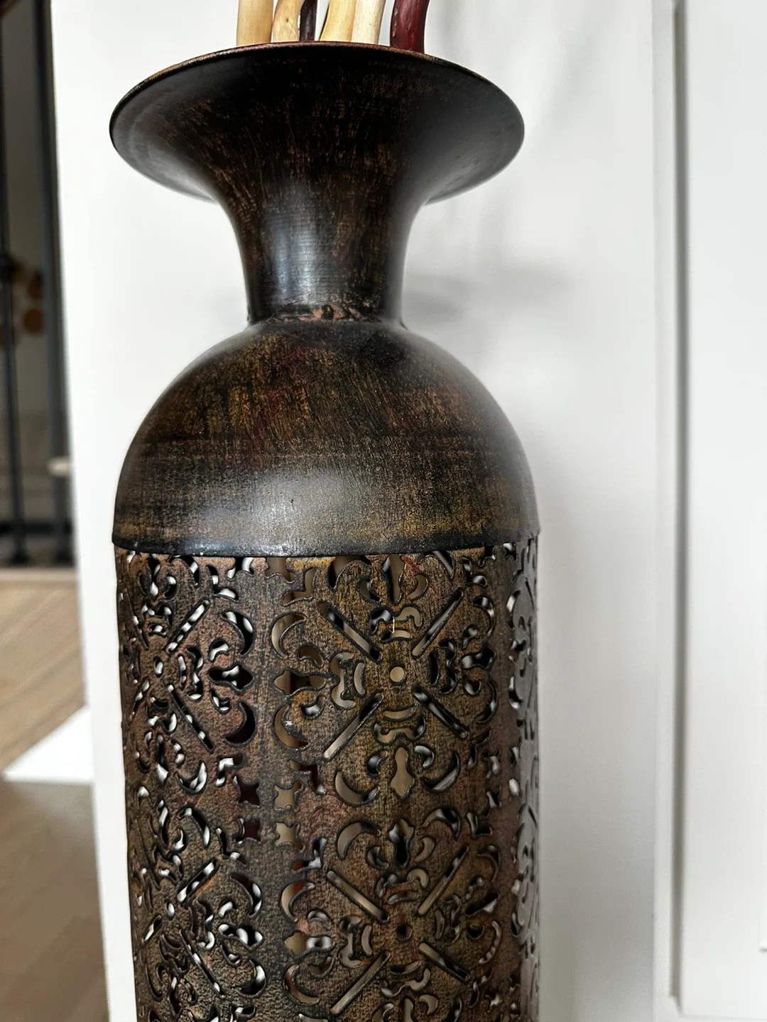 Tall Decorative Metal Vase - Brown image indicator(3)