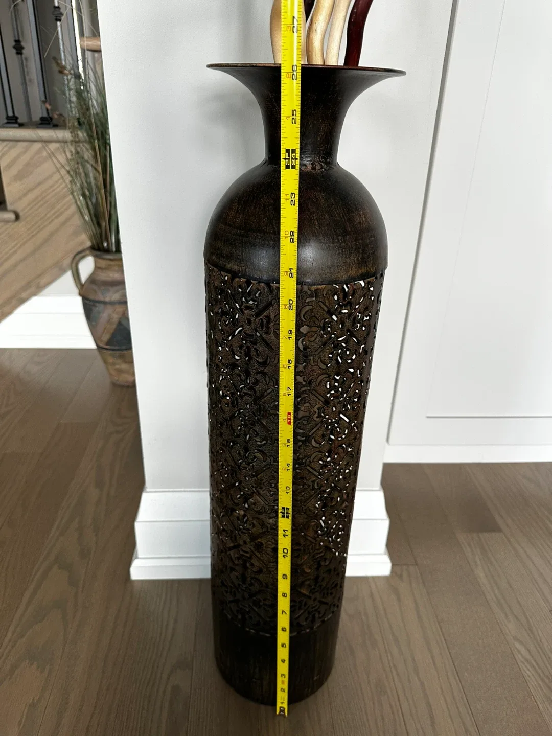 Tall Decorative Metal Vase - Brown image indicator(2)