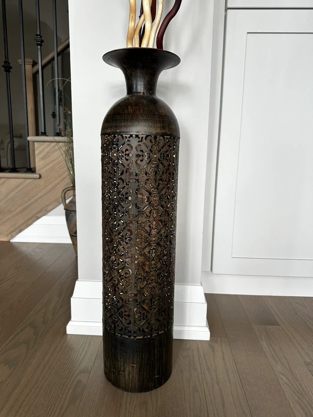 Tall Decorative Metal Vase - Brown image indicator(4)