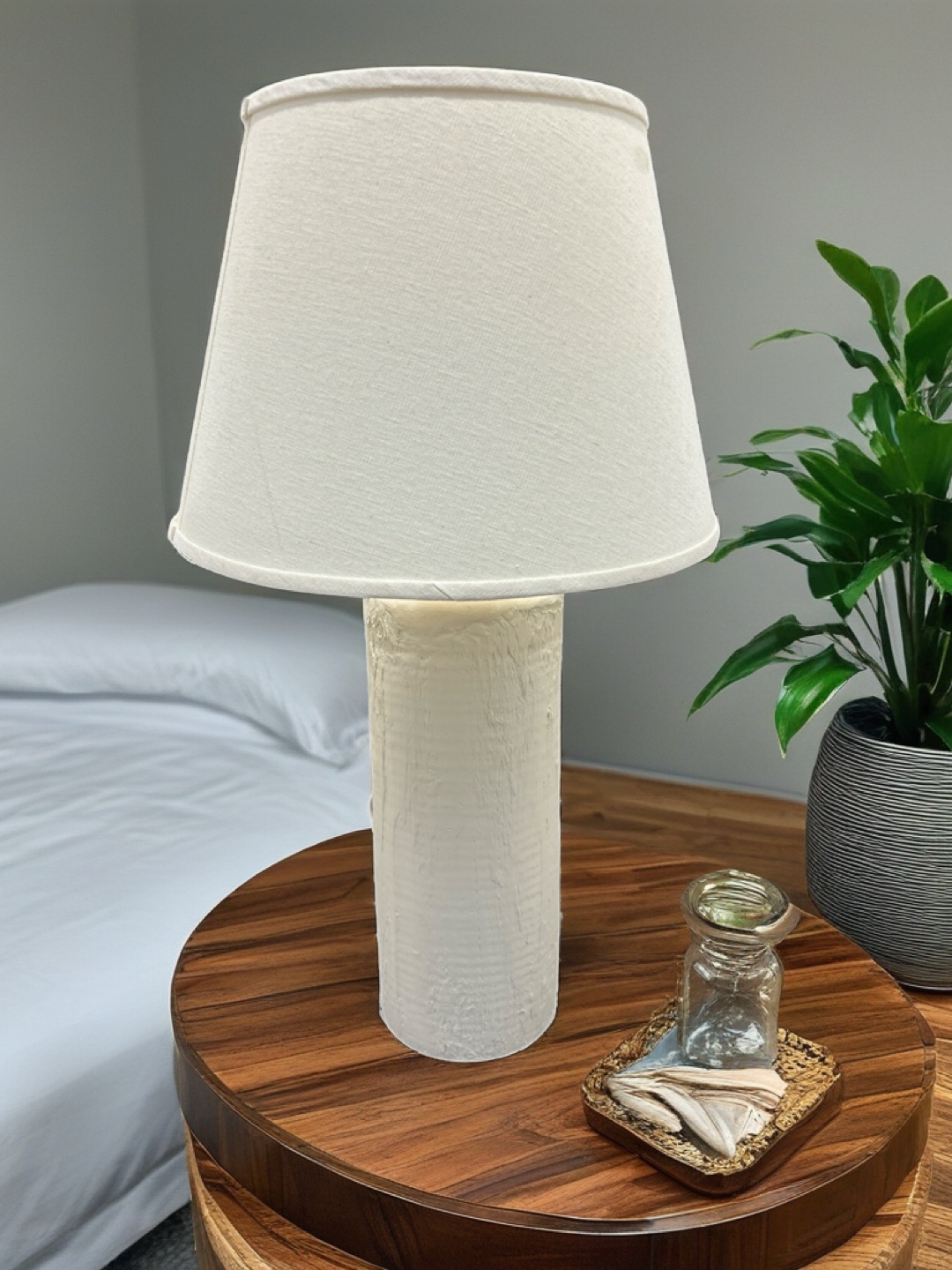 White Textured Table Lamp