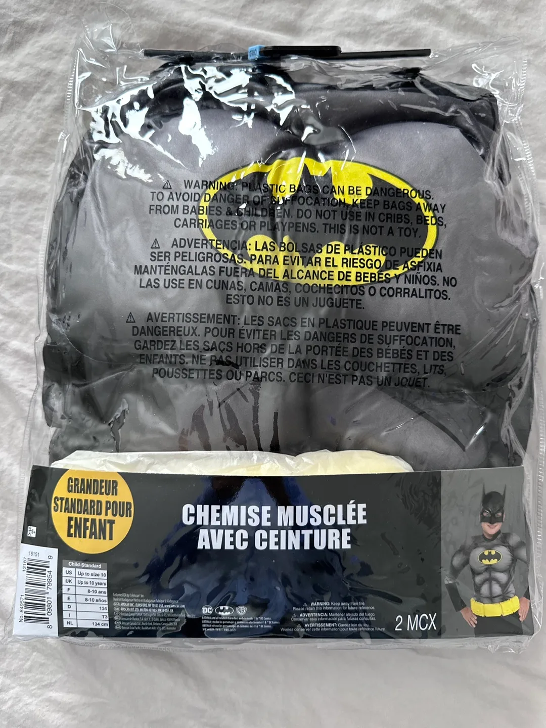 Brand new Batman Muscle Shirt Belt only Costume Child Size image indicator(2)