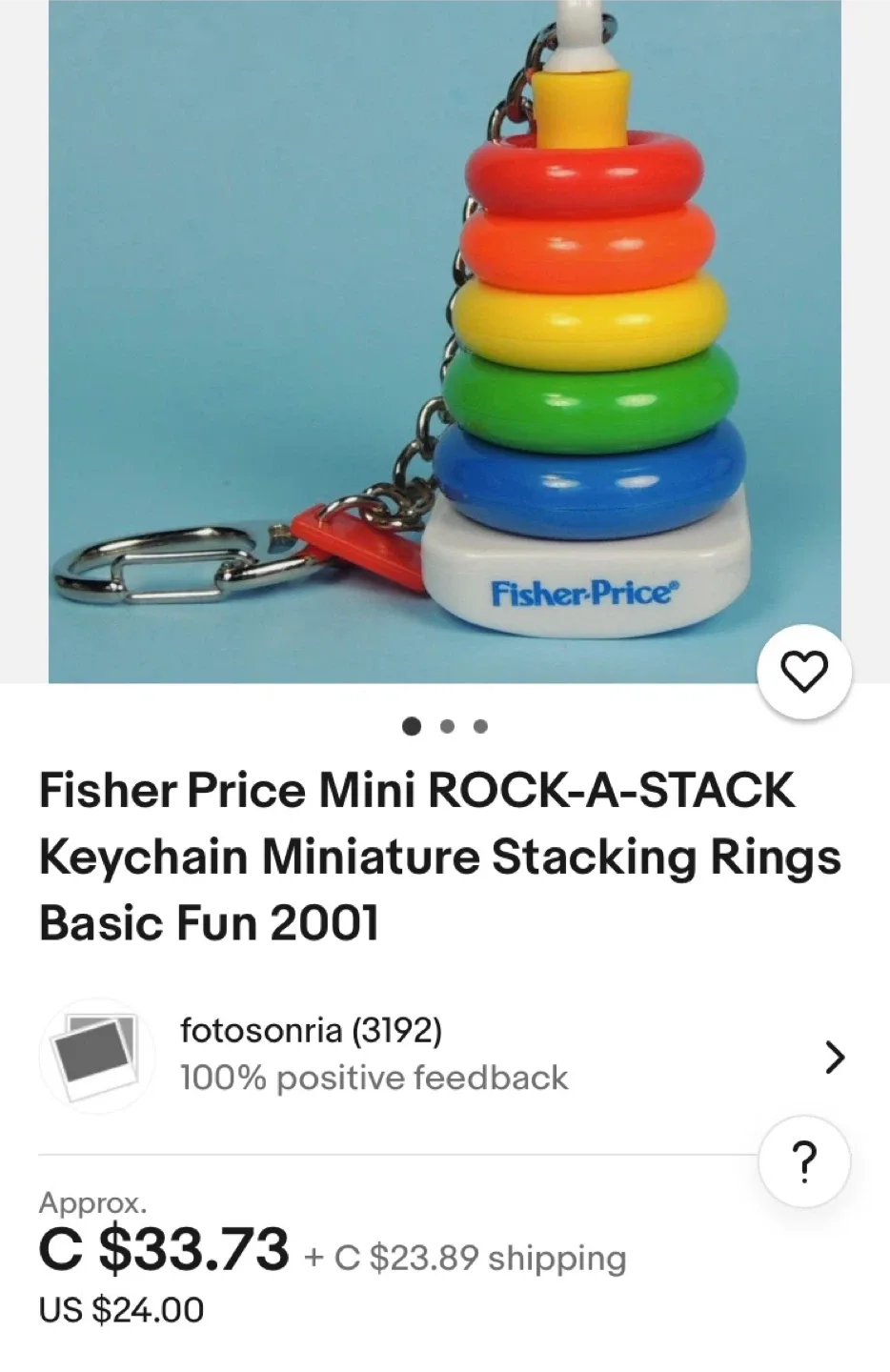 Fisher-Price Rock-A-Stack Keychain 2001 thumbnail