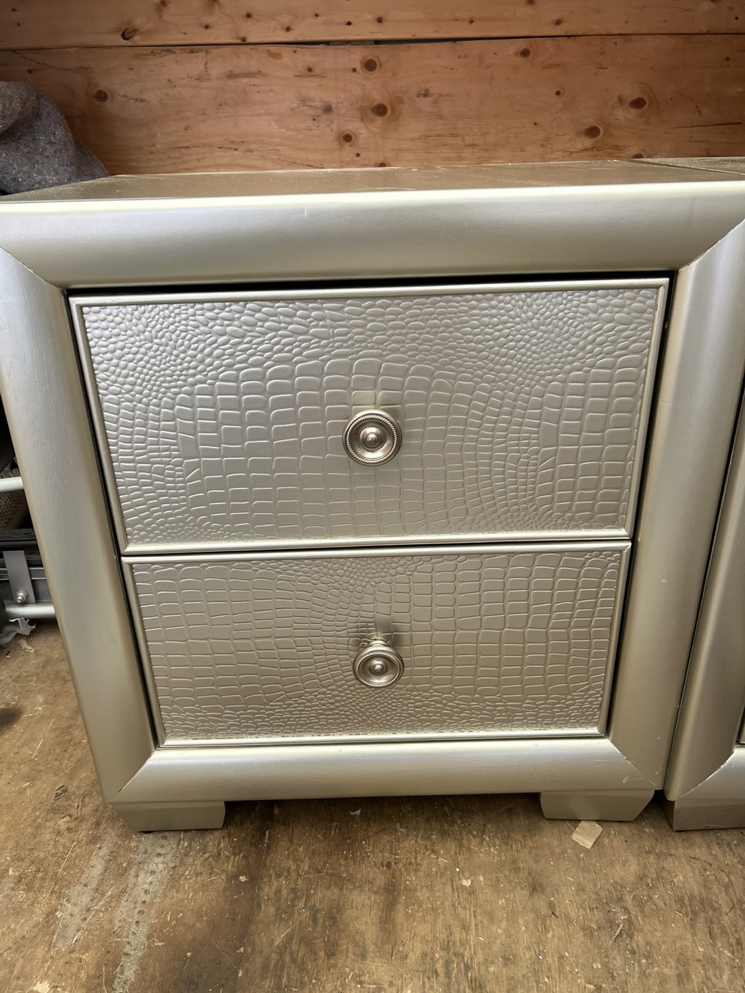 Silver Nightstand with Crocodile Pattern