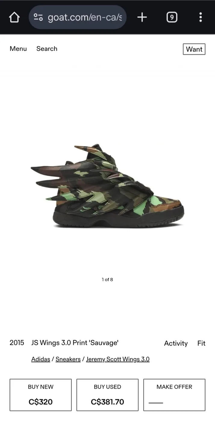 Adidas JS Wings 3.0 Print 'Sauvage' Size 10 US thumbnail