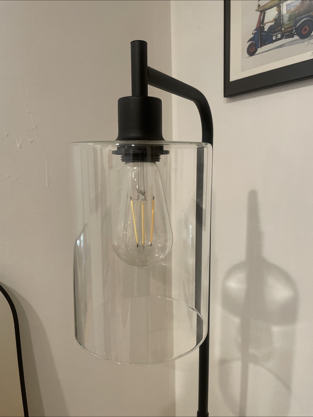 Black Floor Lamp with Glass Shade - photo 2