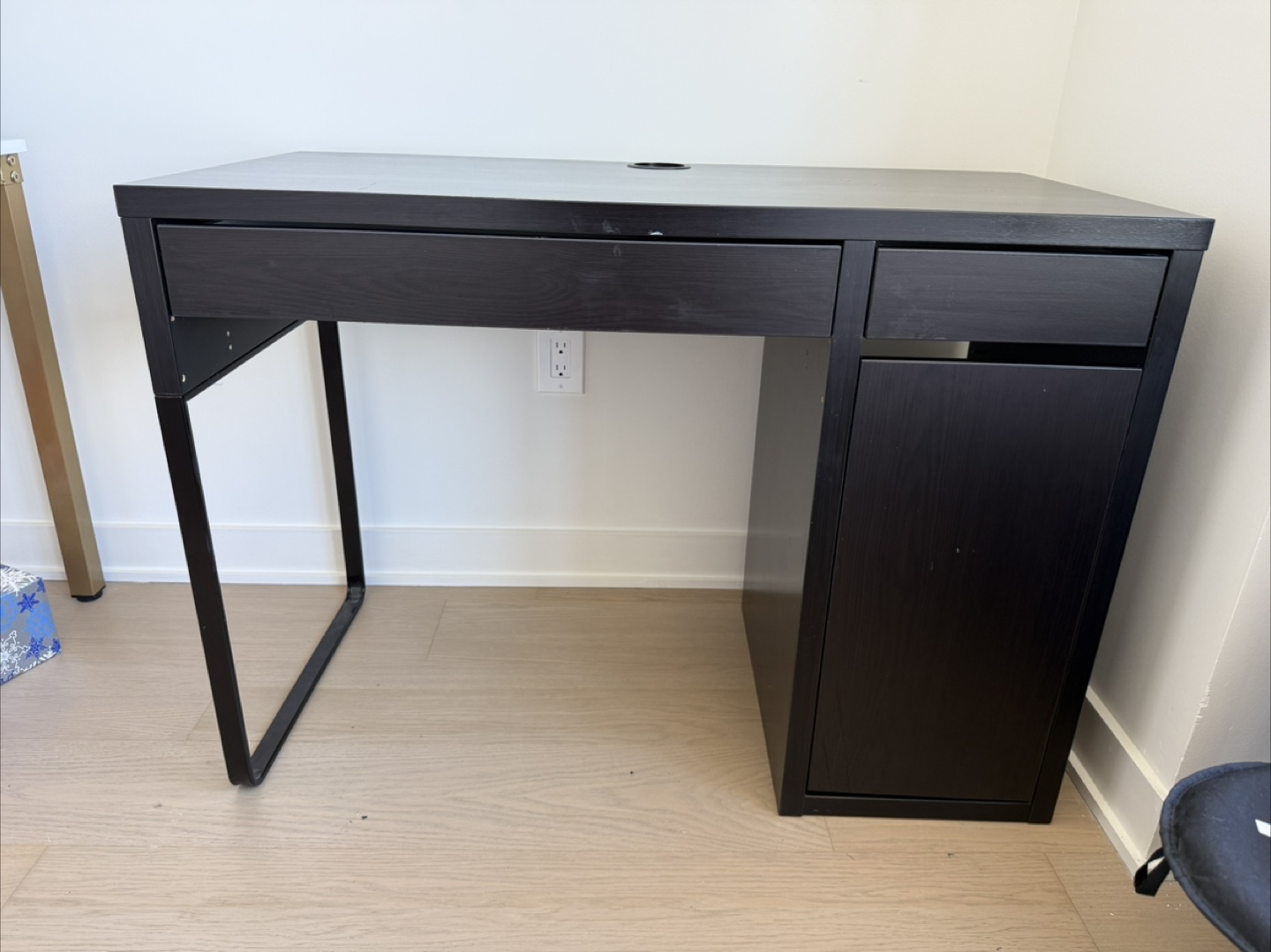 Dark Brown Desk with Drawers