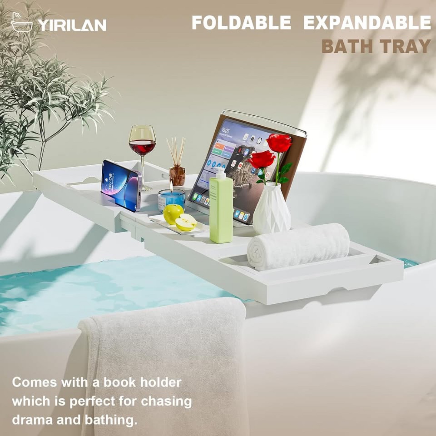 Foldable Bathtub Caddy, Expandable Bath Caddy Tray - photo 3