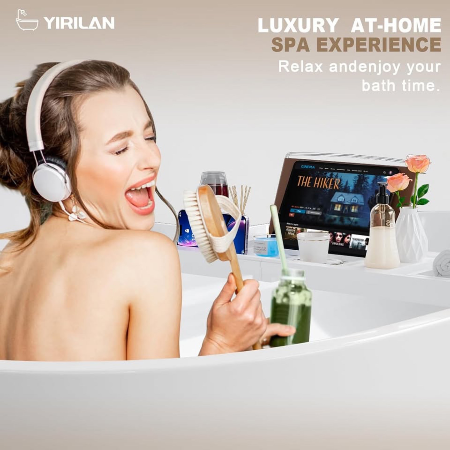 Foldable Bathtub Caddy, Expandable Bath Caddy Tray - photo 2