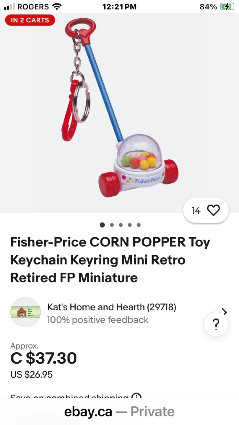 Fisher-Price Corn Popper Toy Keychain thumbnail