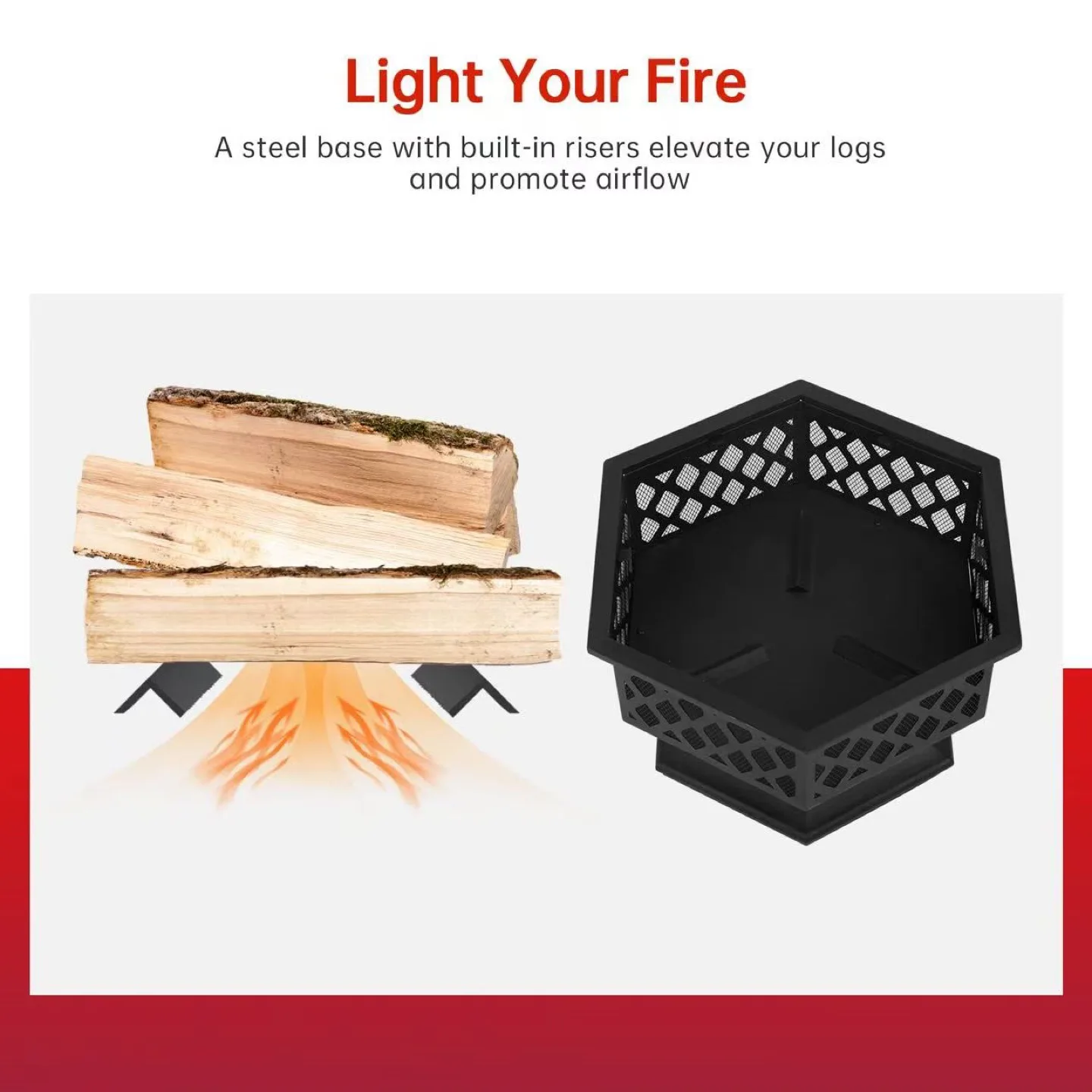 New Outdoor Fire Pit 28" Patio Fire Pit Wood image indicator(5)