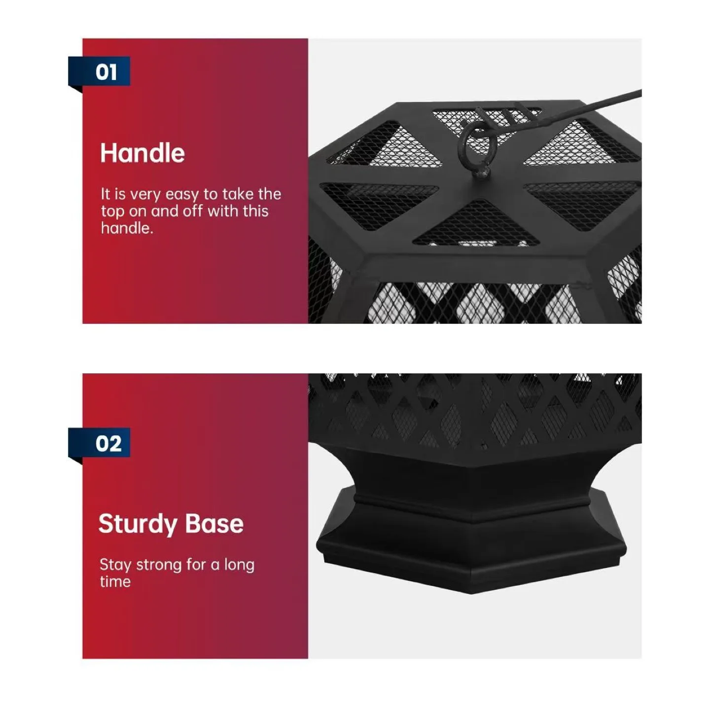 New Outdoor Fire Pit 28" Patio Fire Pit Wood image indicator(4)