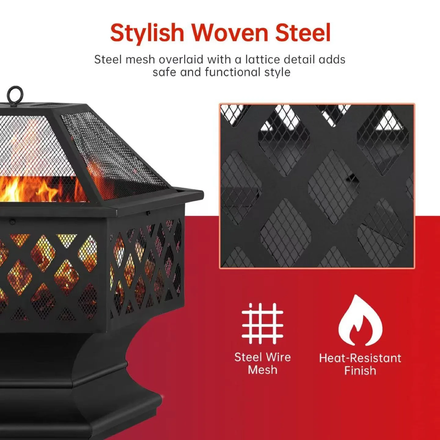 New Outdoor Fire Pit 28" Patio Fire Pit Wood image indicator(6)