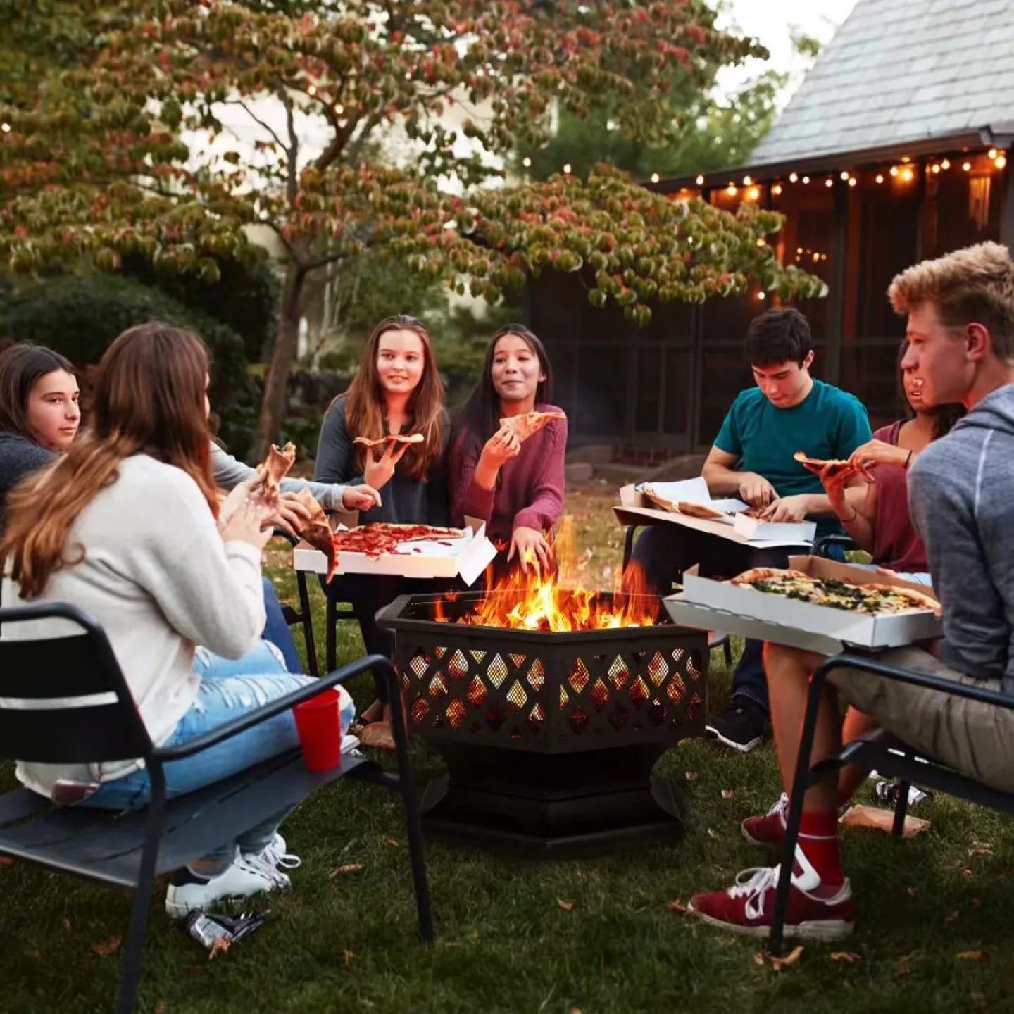 New Outdoor Fire Pit 28" Patio Fire Pit Wood image indicator(2)