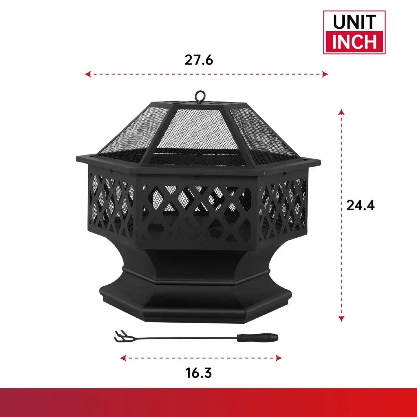 New Outdoor Fire Pit 28" Patio Fire Pit Wood image indicator(7)