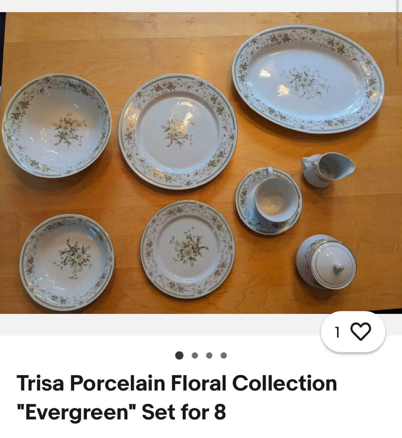 Trisa Porcelain Floral "Evergreen" Dinnerware Set for 8 thumbnail