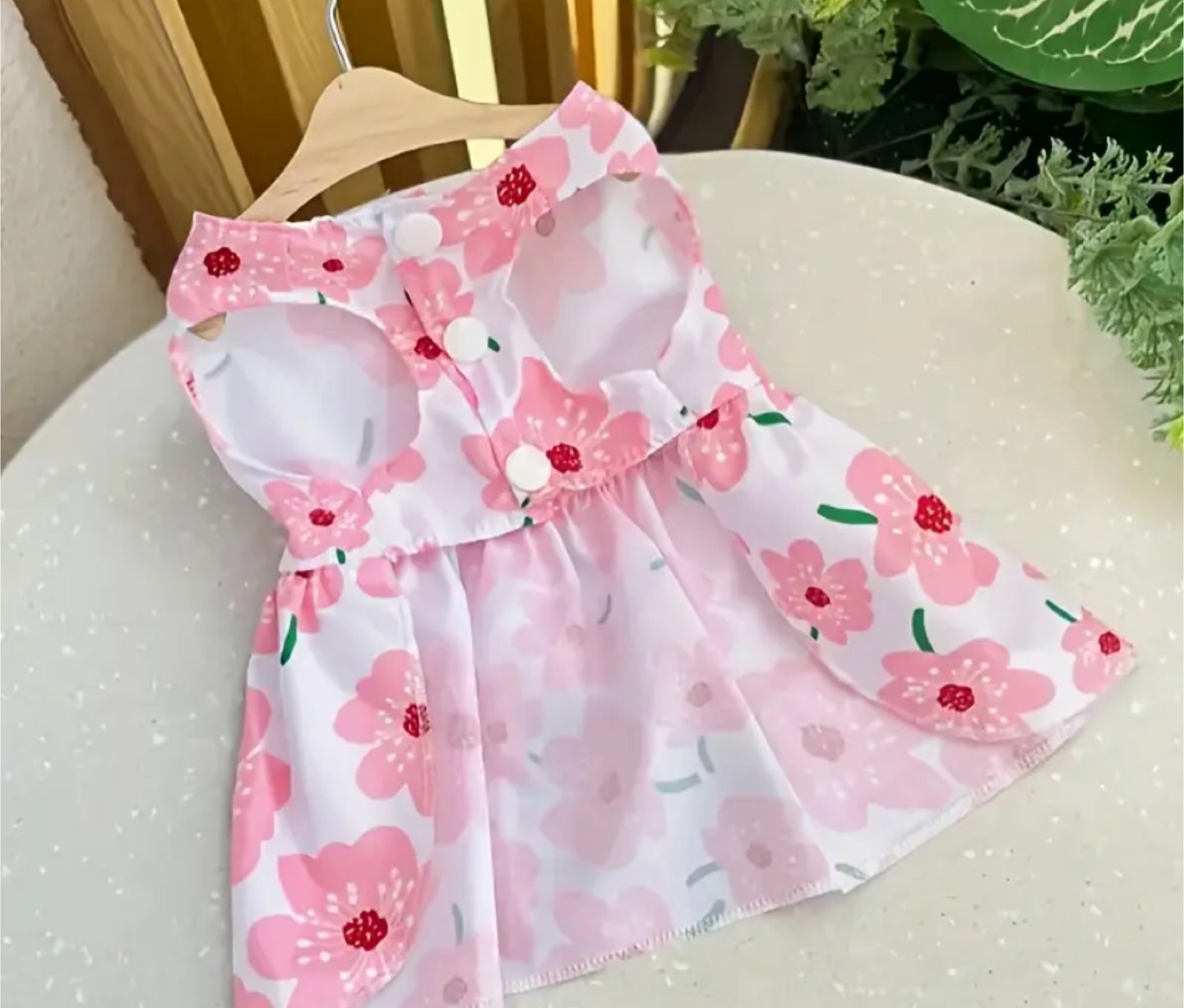 Floral Dog Dress - Pink & White