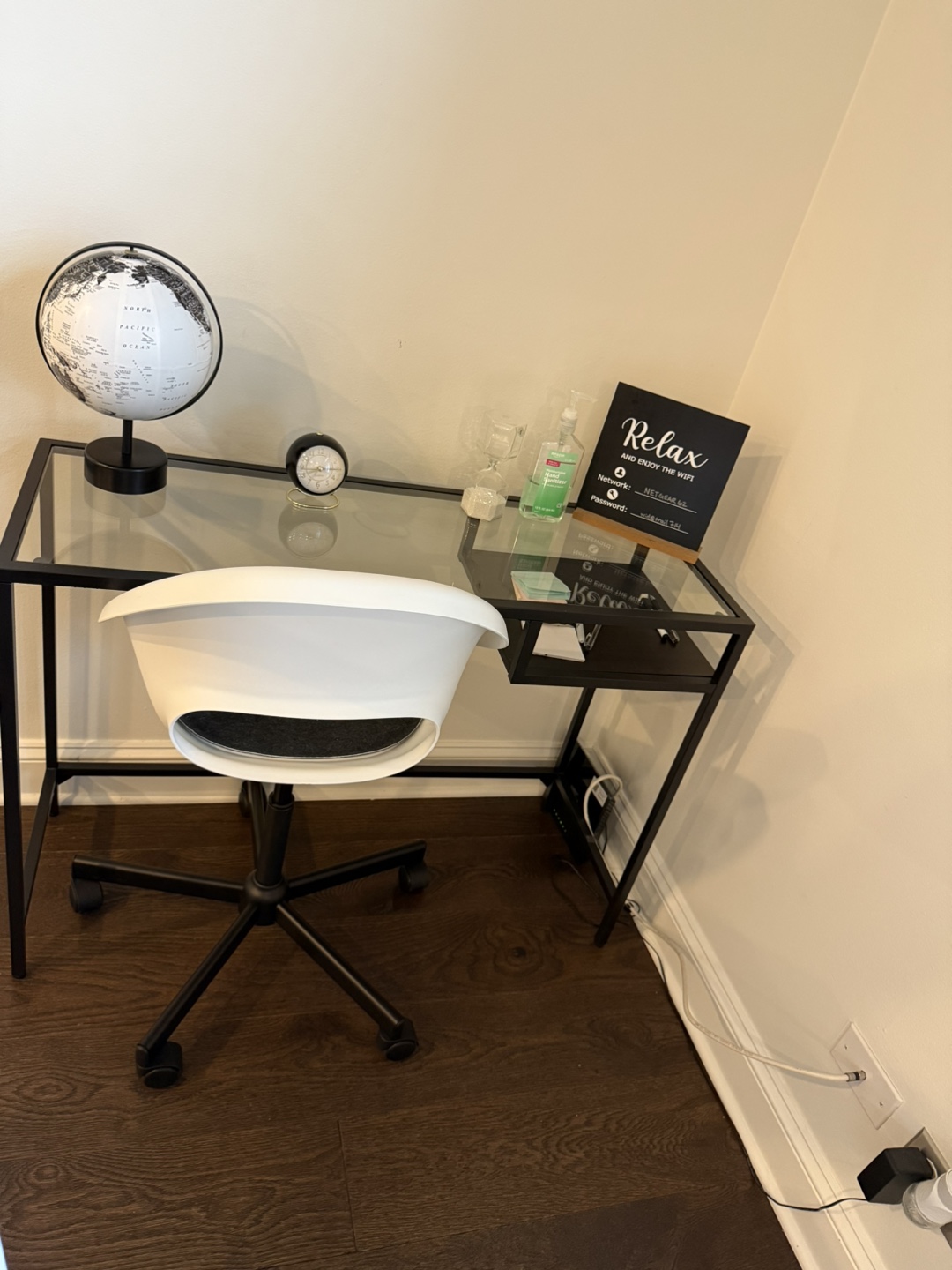 MUST GO - Glass Desk and Chair Set