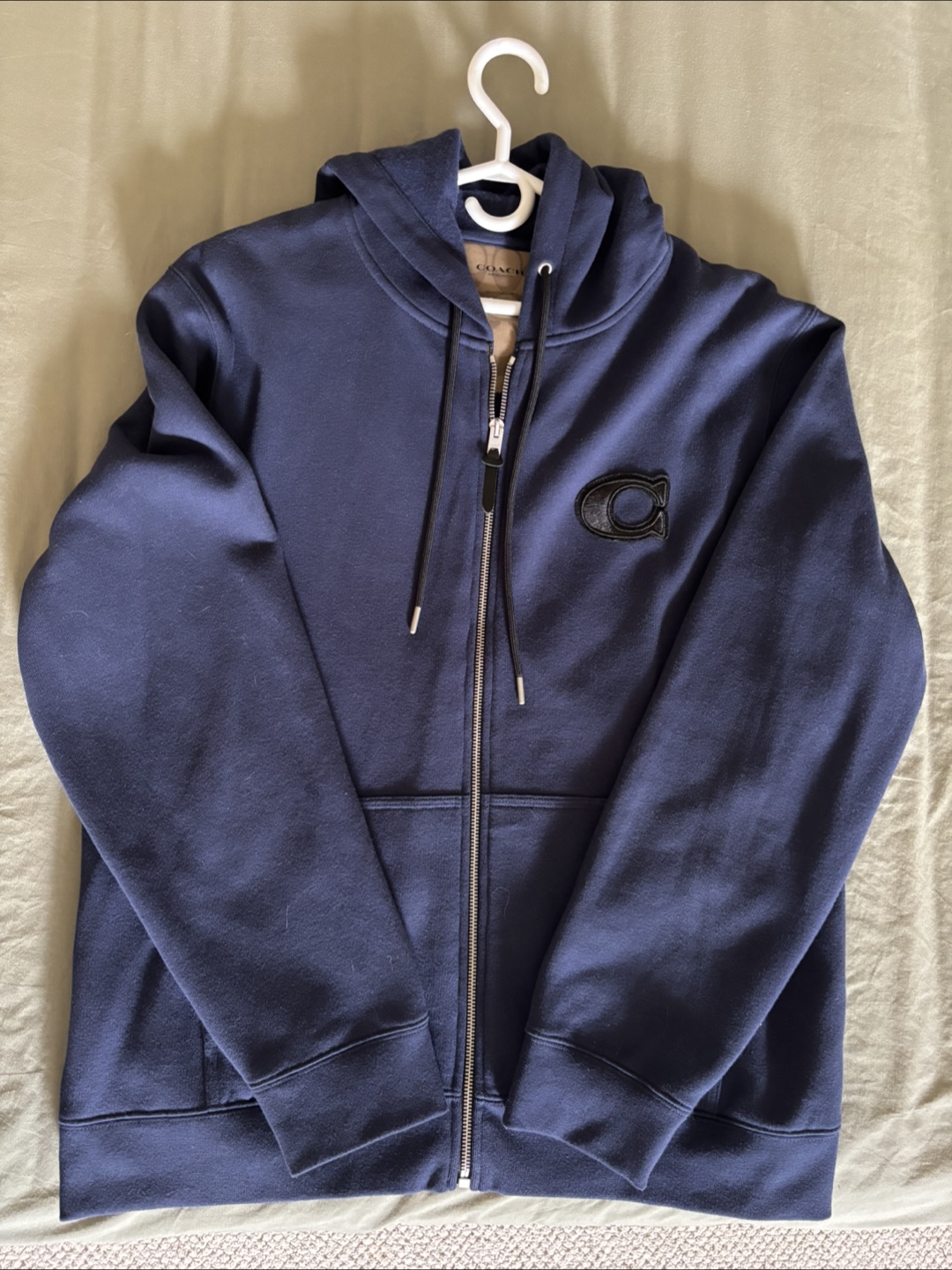 Mens Coach Navy Blue Full Zip Hoodie