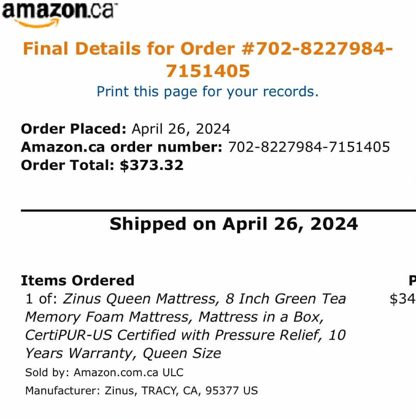 Zinus queen mattress - photo 2