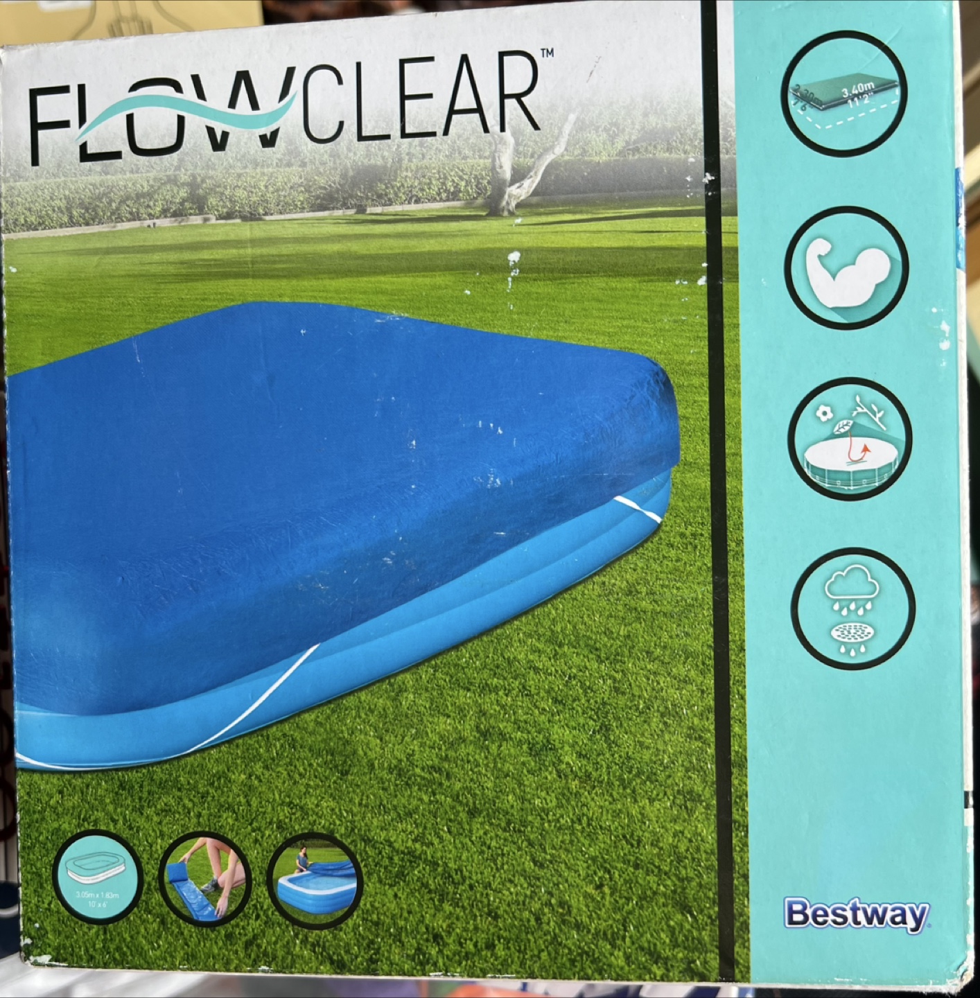 Flowclear Pool Cover - Fits 10' x 6' Rectangular Pools