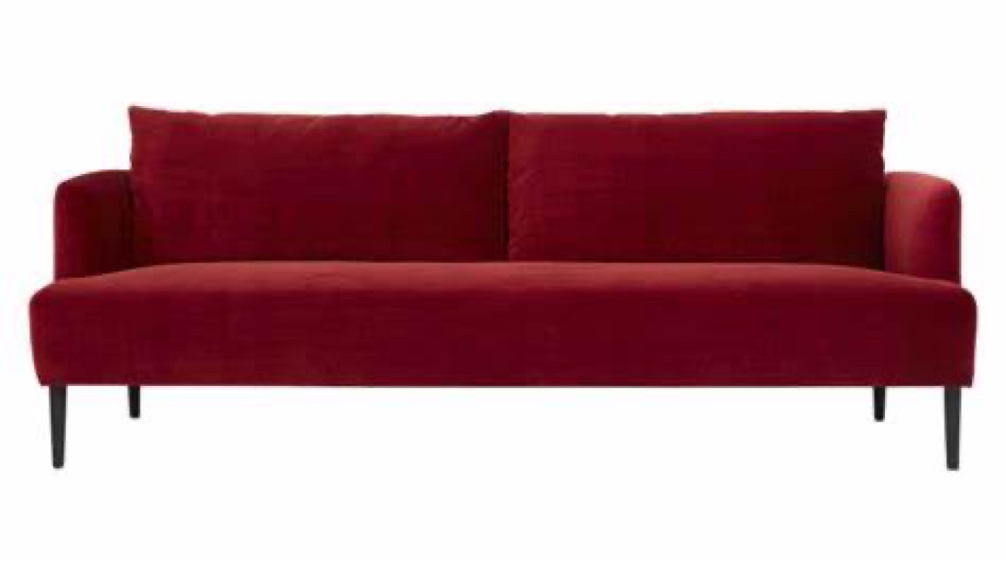 CB2 Ronan Burgundy Velvet Sofa - photo 3