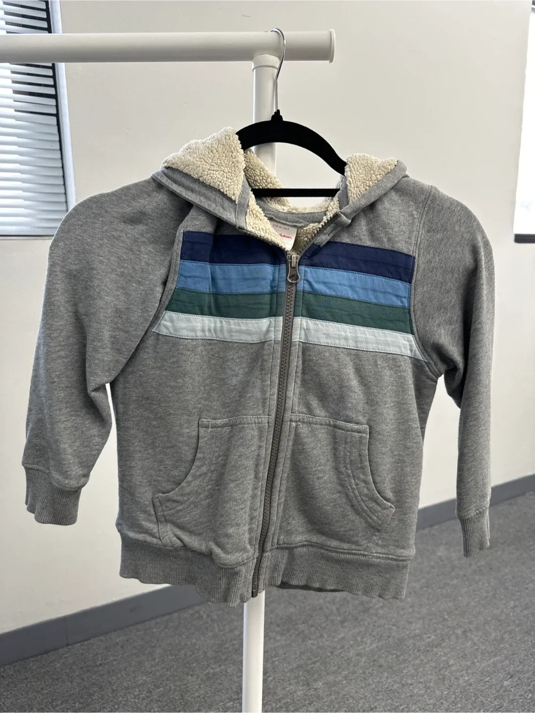 Hanna Andersson US 5 Gray Sherpa Lined Zip Hoodie thumbnail