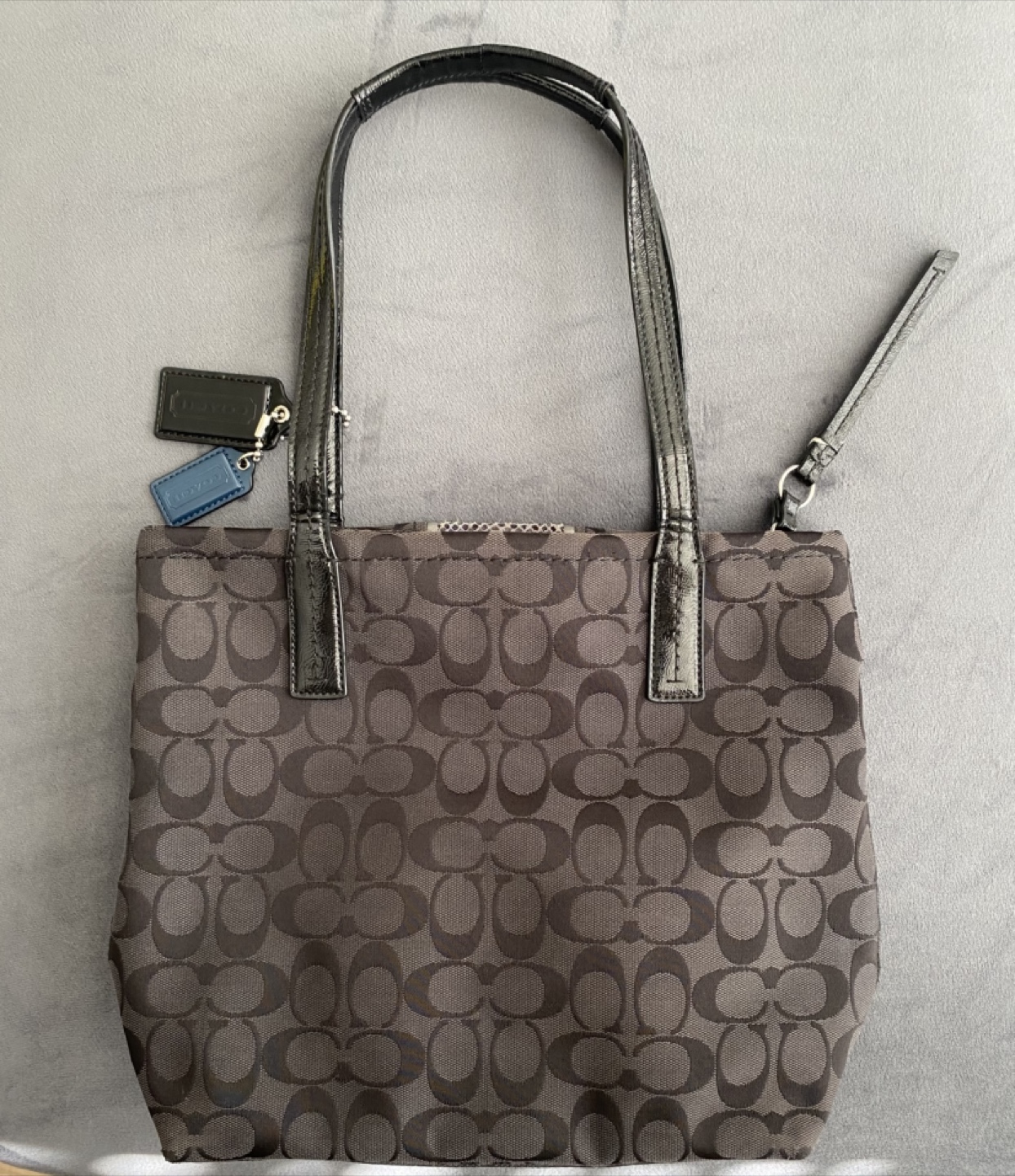 Coach Signature Python Stripe Canvas Leather Handbag - photo 3