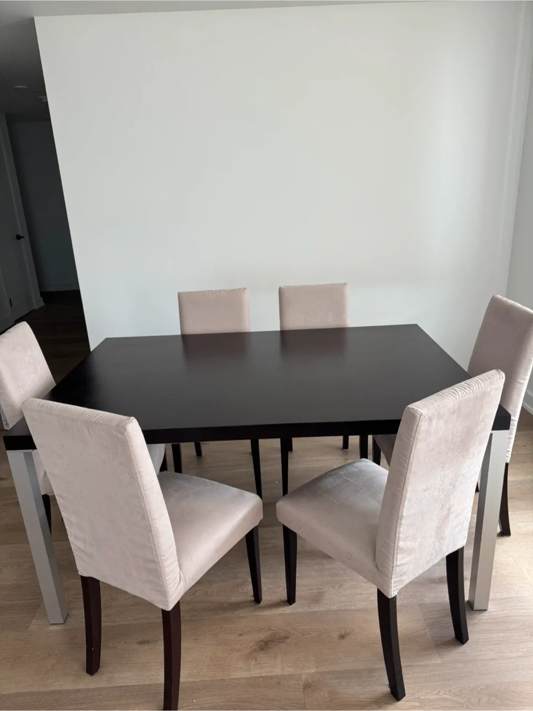Dining Table with 6 Chairs - Dark Wood & Beige image indicator(2)