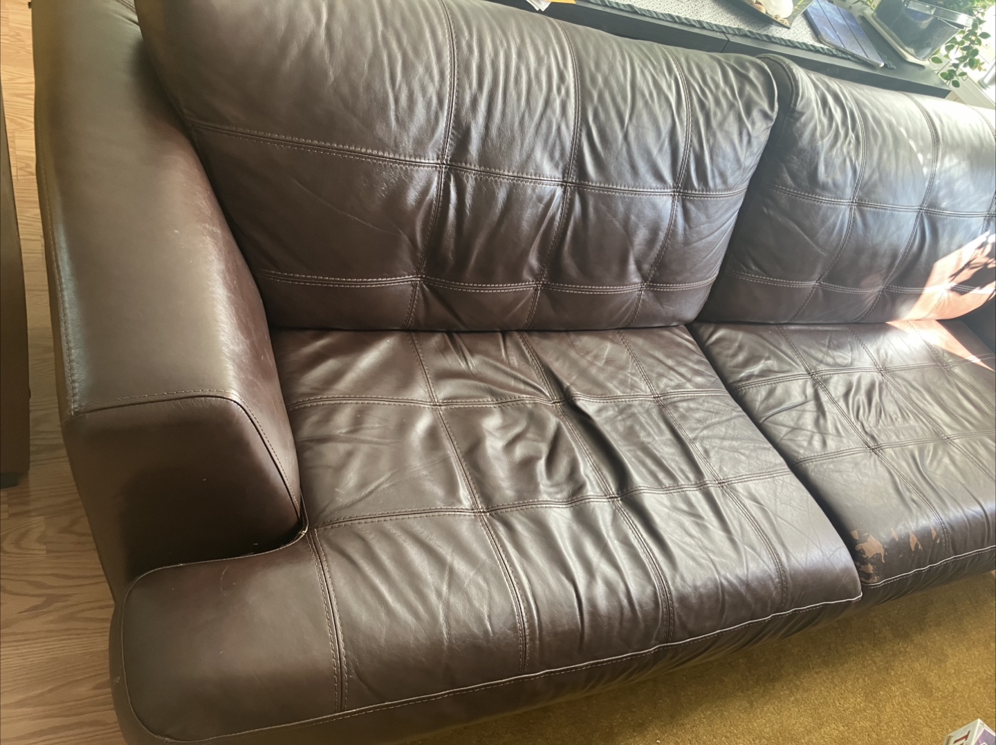 Brown Leather Sofa - Gently Used - photo 3