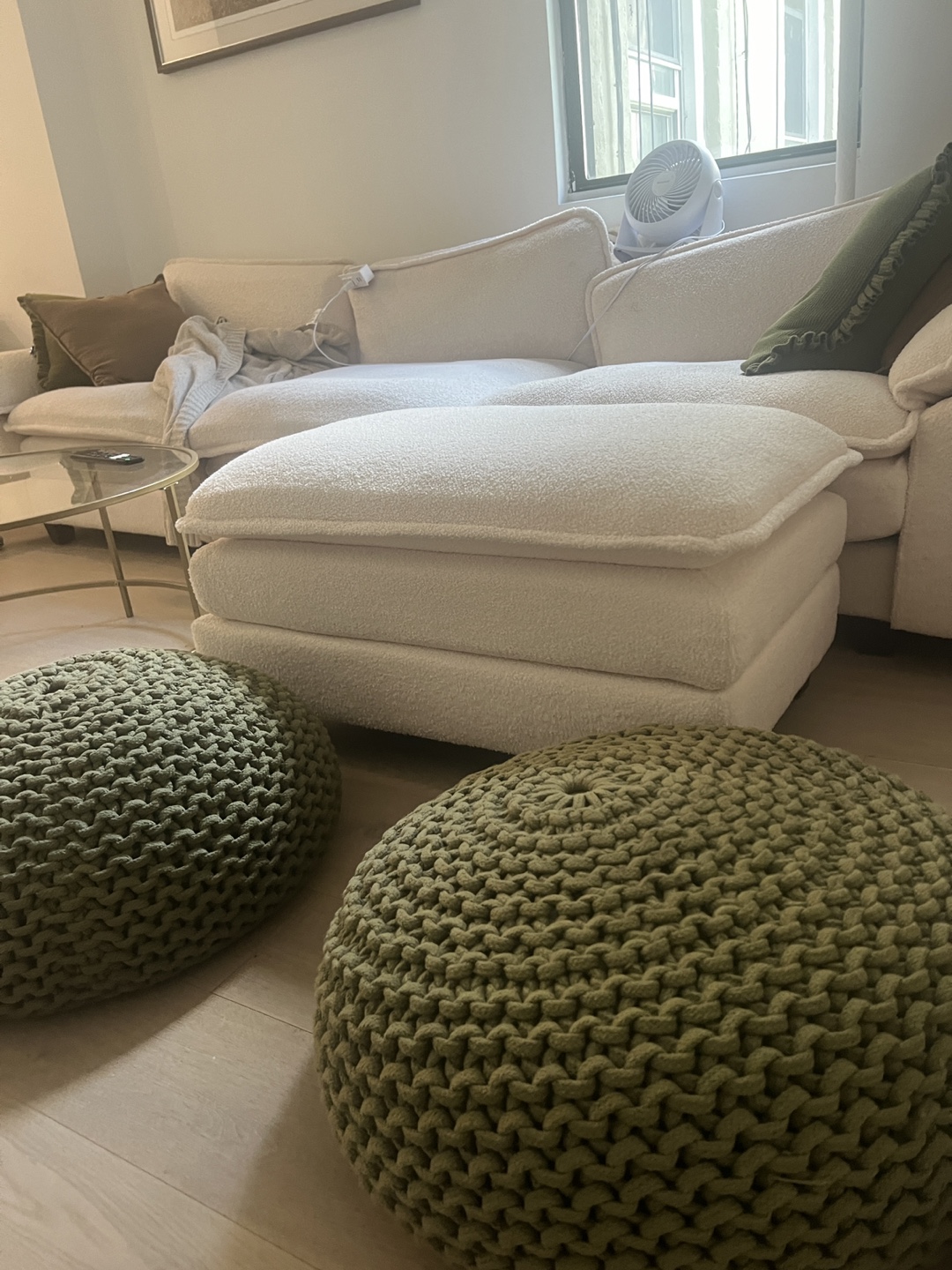 Green Knitted Pouf Ottoman