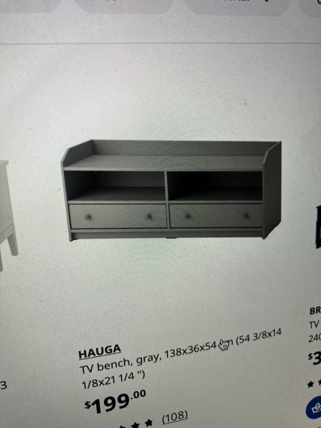 IKEA Hauga TV Bench, Gray, 138x36x54cm - photo 3