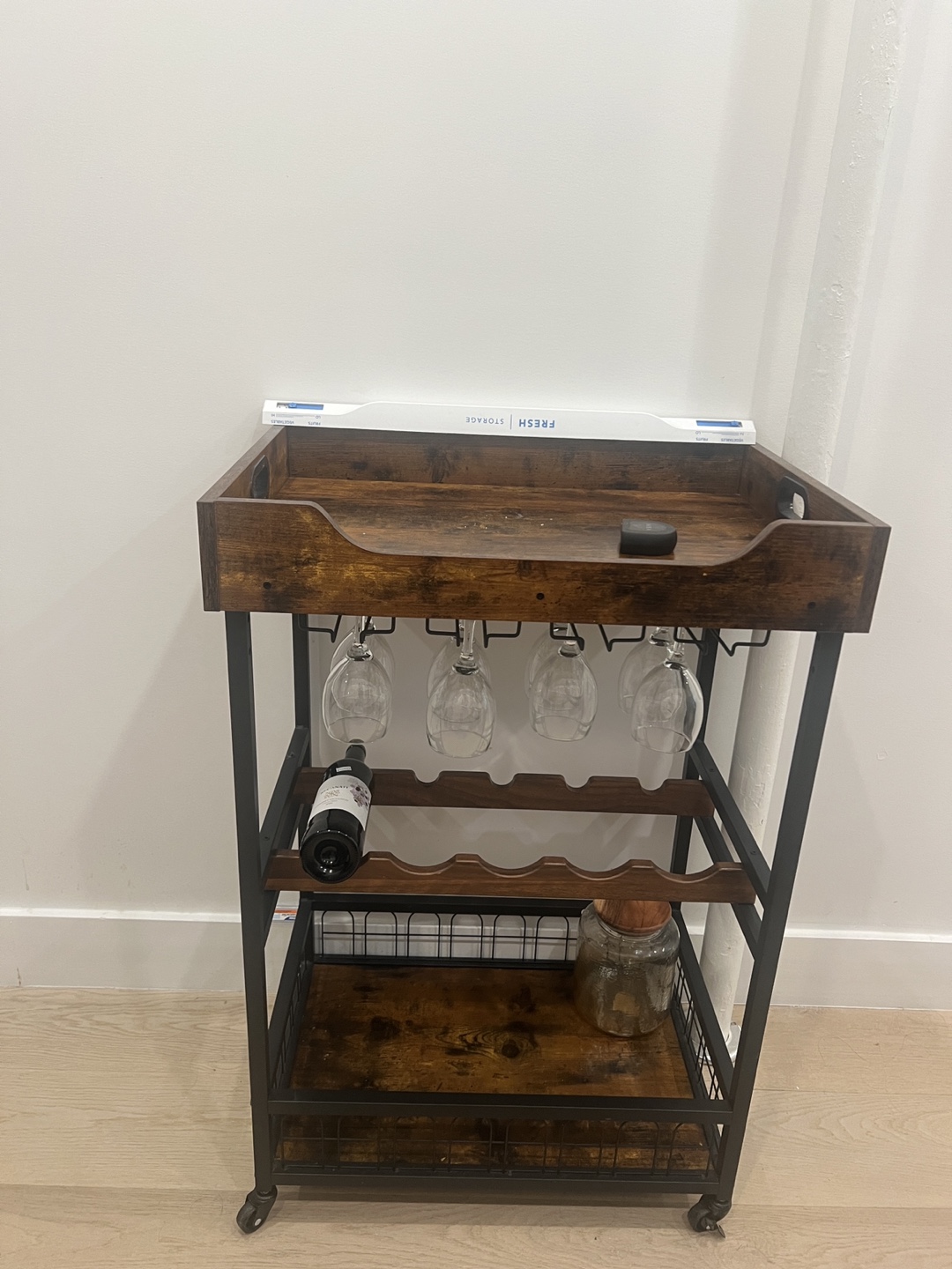 Rustic Brown & Black Bar Cart