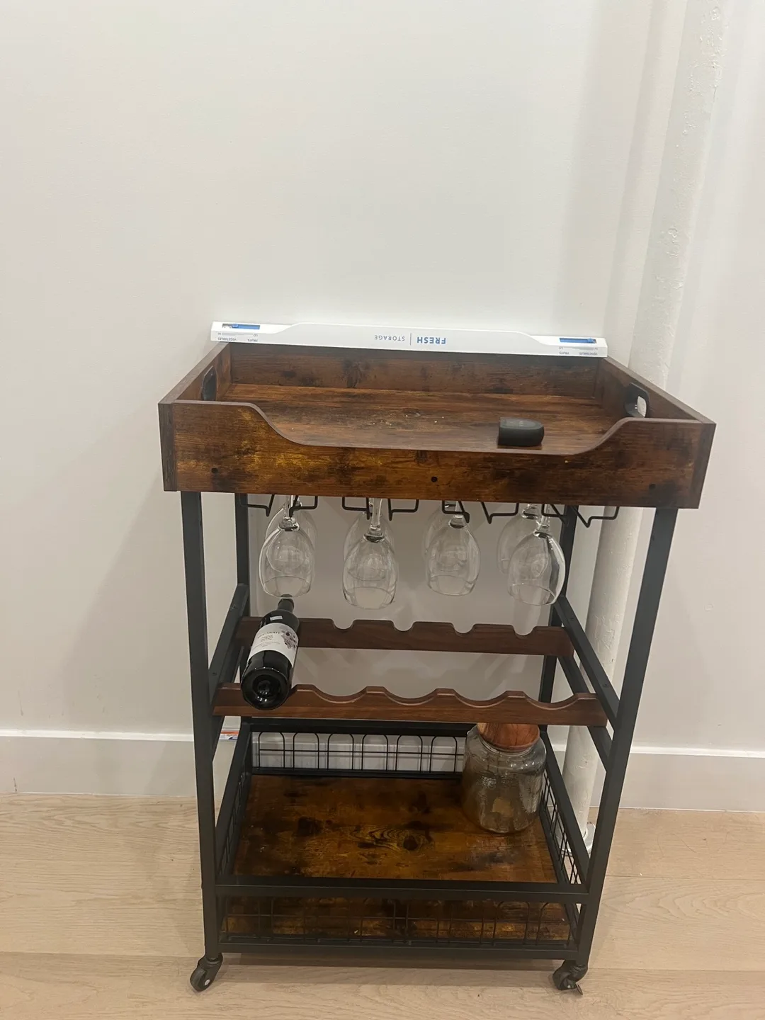 Rustic Brown & Black Bar Cart thumbnail