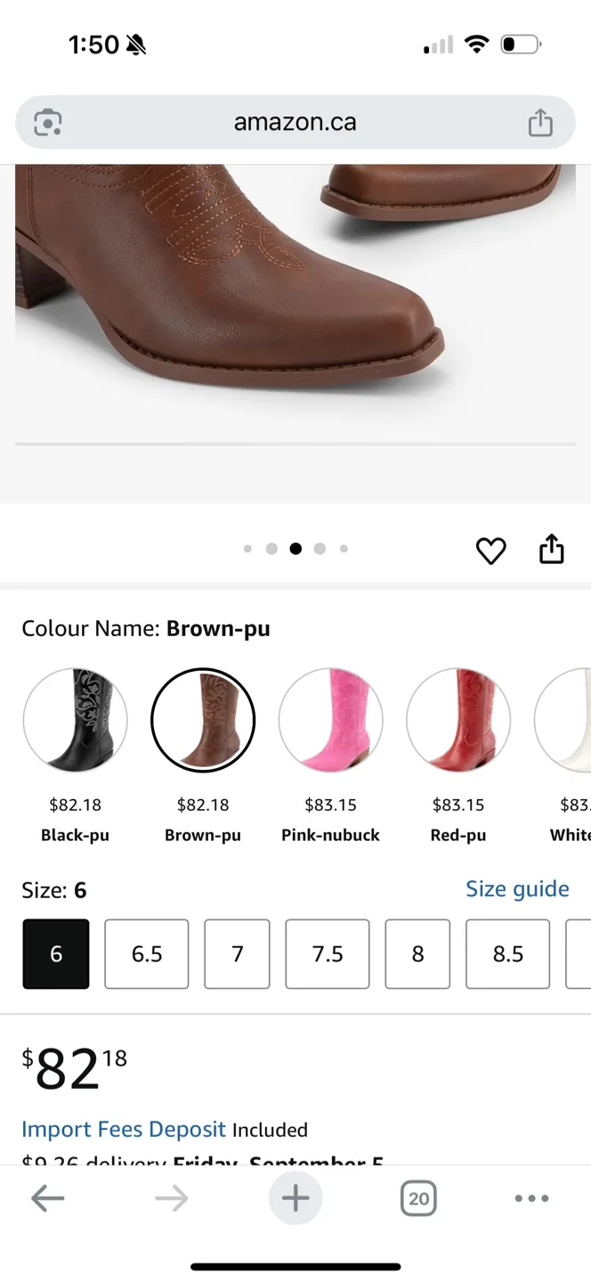 Dream Pairs Brown Cowboy Boots - Ladies Size 5.5 image indicator(7)