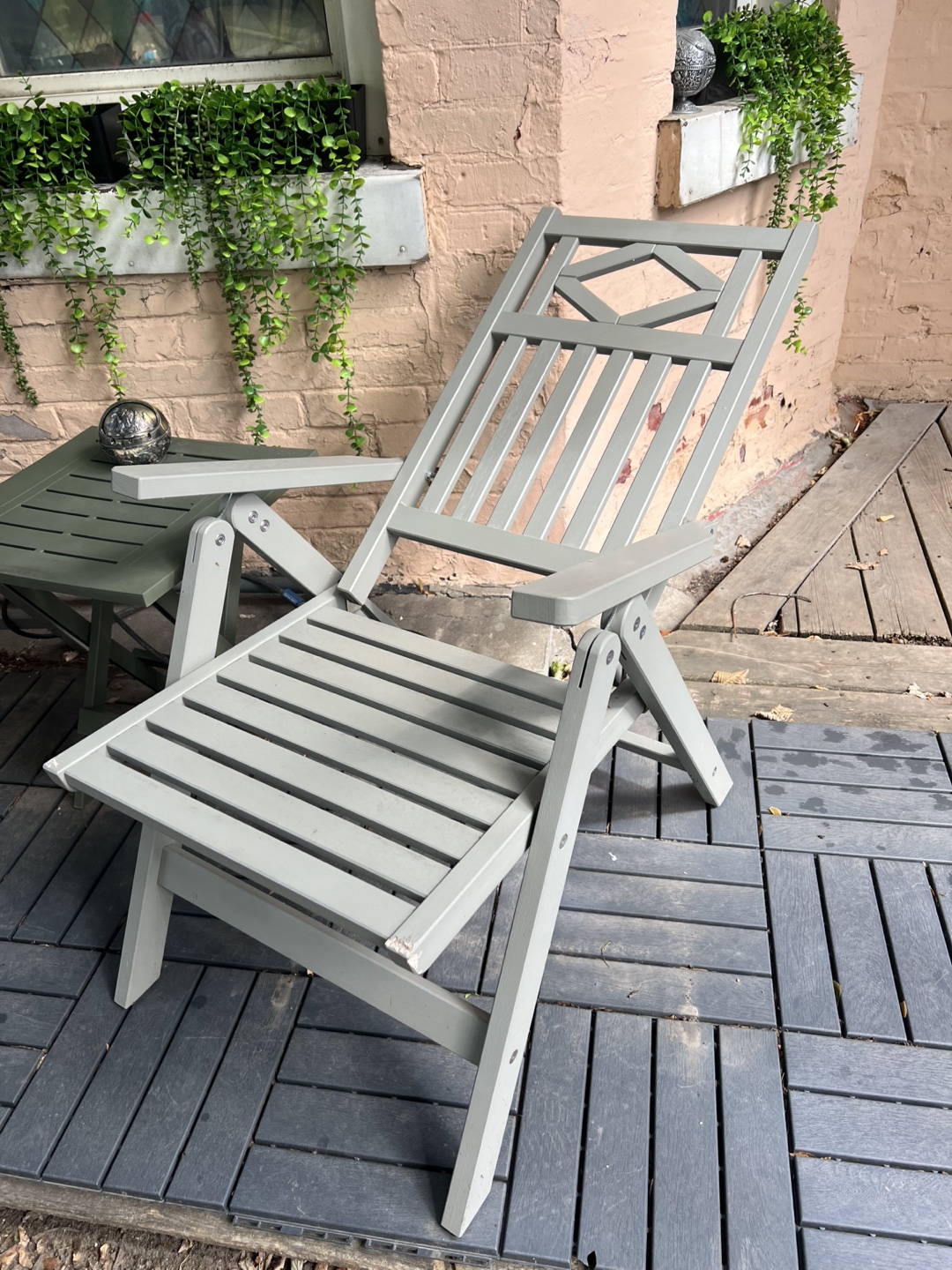 2x Grey Outdoor Adjustable Chair