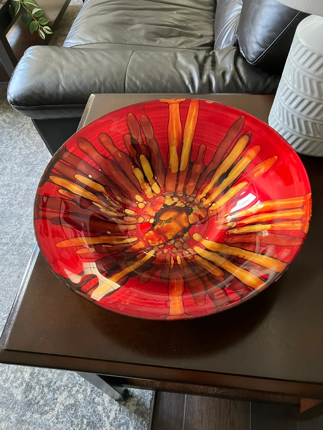 Decorative Red & Gold Bowl, 17 inch thumbnail