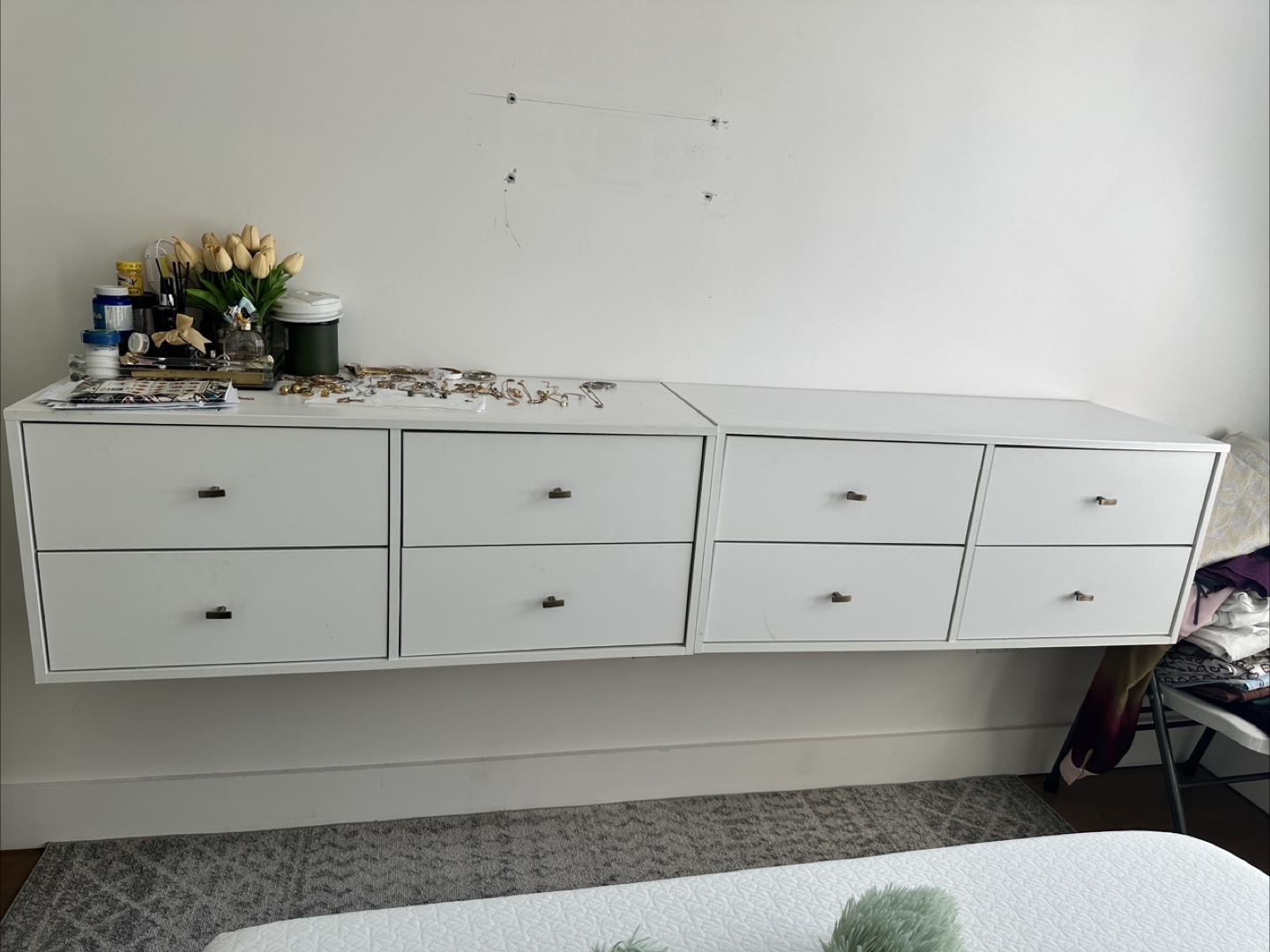 2 White Floating Dresser