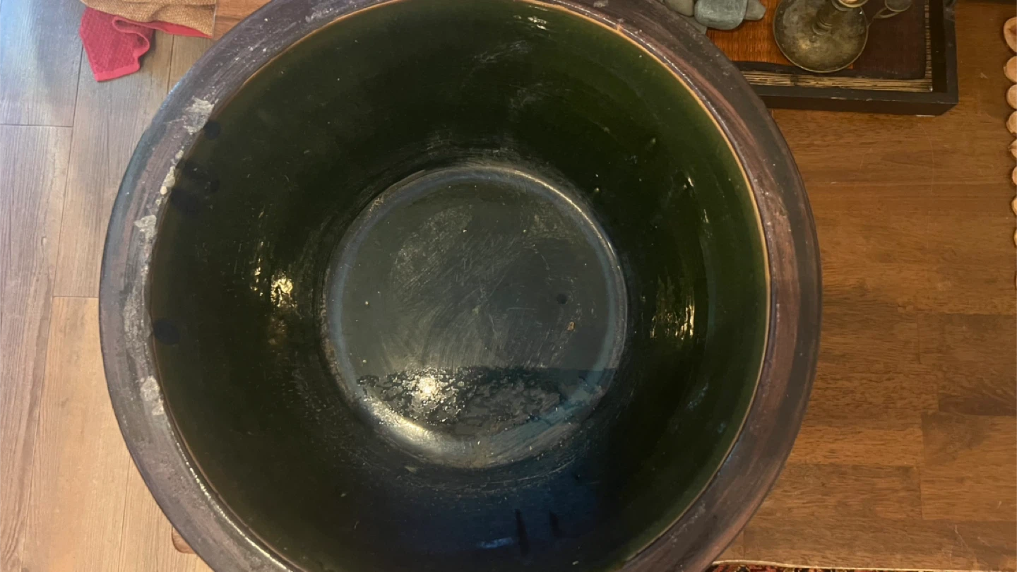 Large Green Ceramic Planter - 23" Diameter - photo 4
