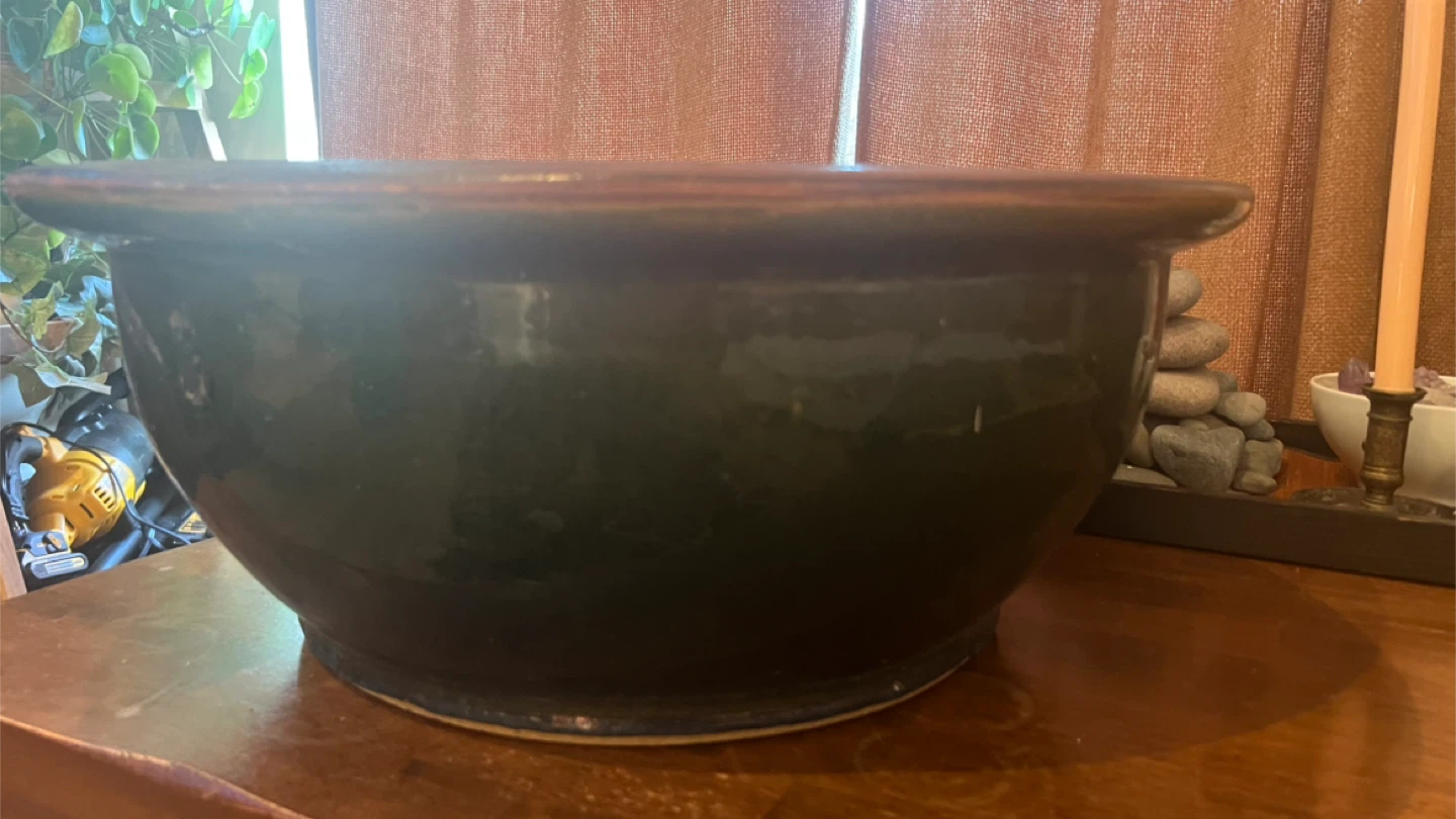 Large Green Ceramic Planter - 23" Diameter - photo 3