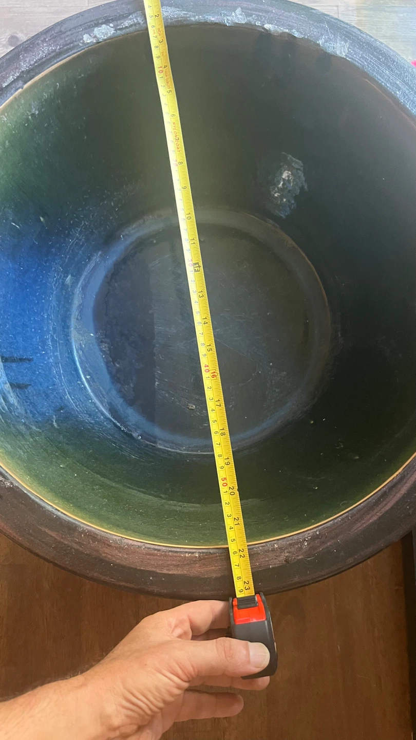 Large Green Ceramic Planter - 23" Diameter