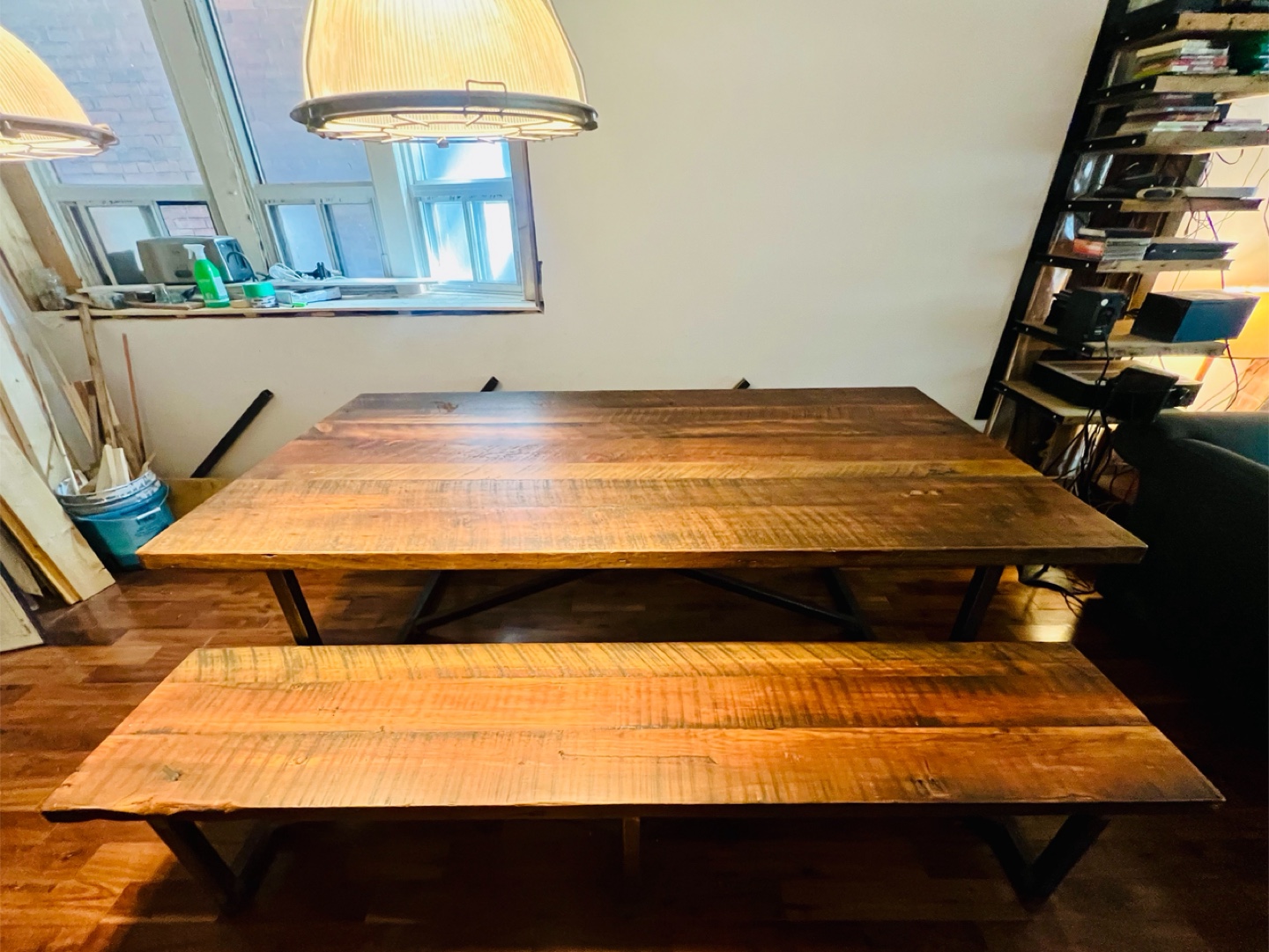 Rustic Wood Dining Table and Bench - photo 2