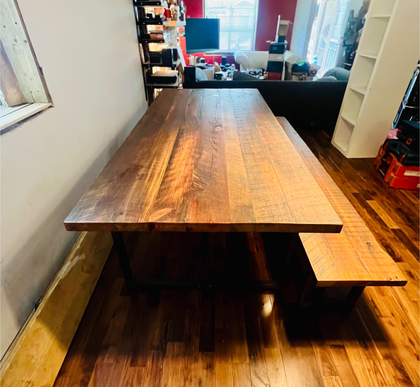 Rustic Wood Dining Table and Bench