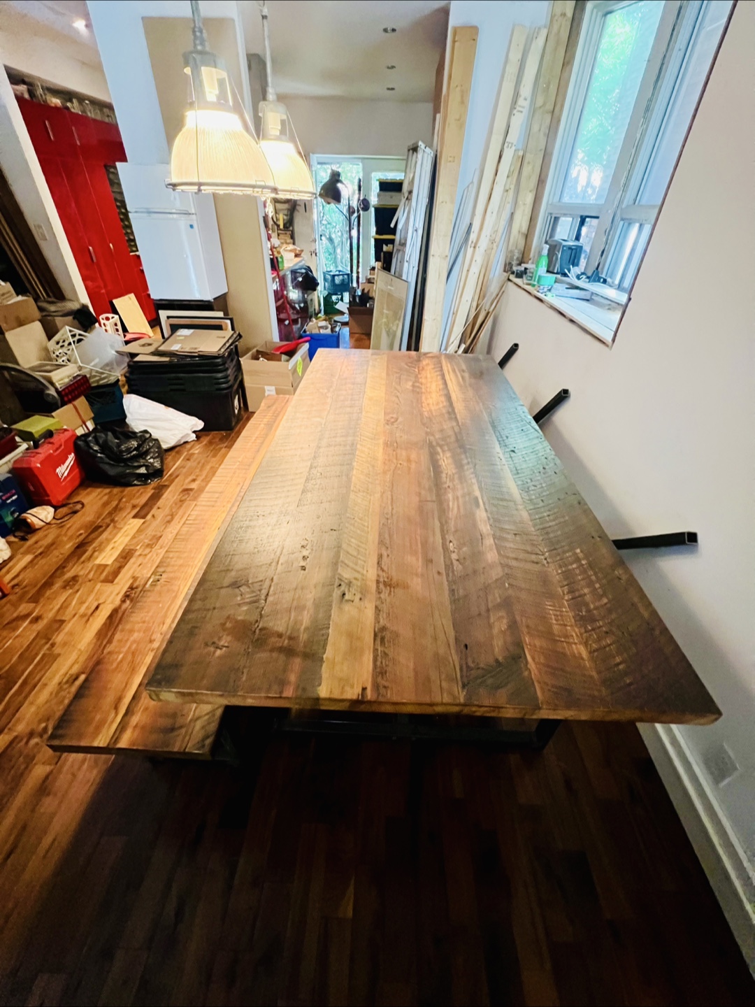 Rustic Wood Dining Table and Bench - photo 3